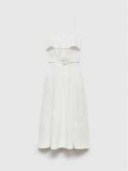 Mango Sukienka letnia Nicola2 77050384 Biały Regular Fit. Białe sukienki Mango, na lato, m, bez wzorów, z bawełny, bez kołnierzyka, bez ramiączek. Za 259.99 zł.
