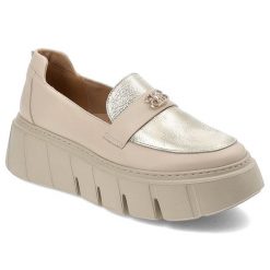 Beżowe Półbuty Armodo Stylowe Wsuwane Obuwie. Brązowe półbuty wsuwane Armodo, bez wzorów, z materiału, eleganckie, bez obcasa, bez zapięcia. Za 319.00 zł.