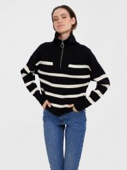 Vero Moda Sweter "Saba" w kolorze czarno-kremowym rozmiar: S. Czarne golfy Vero Moda, s, bez wzorów, bez ramiączek. Za 96.60 zł.