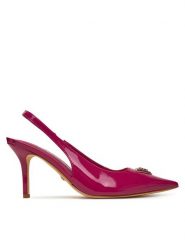 Guess Sandały FLJNASPAF05 Różowy. Czerwone sandały Guess, z aplikacjami, ze skóry, bez obcasa, na szpilce, bez zapięcia. Za 589.99 zł.