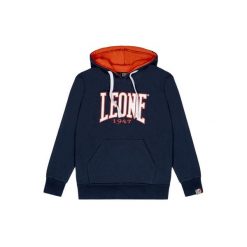 Bluza wygodny z bawełna z kaptur na czas wolny. Niebieskie bluzy LEONE 1947 APPAREL, bez wzorów, z bawełny, bez kaptura. W wyprzedaży za 67.30 zł.