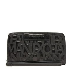 Duży Portfel Damski Armani Exchange. Czarne portfele Armani Exchange, bez wzorów. Za 379.99 zł.