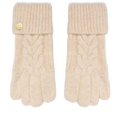 Rękawiczki Damskie Guess. Brązowe rękawiczki Guess, z aplikacjami, z dzianiny. Za 194.99 zł.