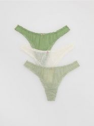 Siateczkowe majtki stringi 3 pack - jasnozielony. Zielone stringi Reserved, bez wzorów. Za 59.99 zł.
