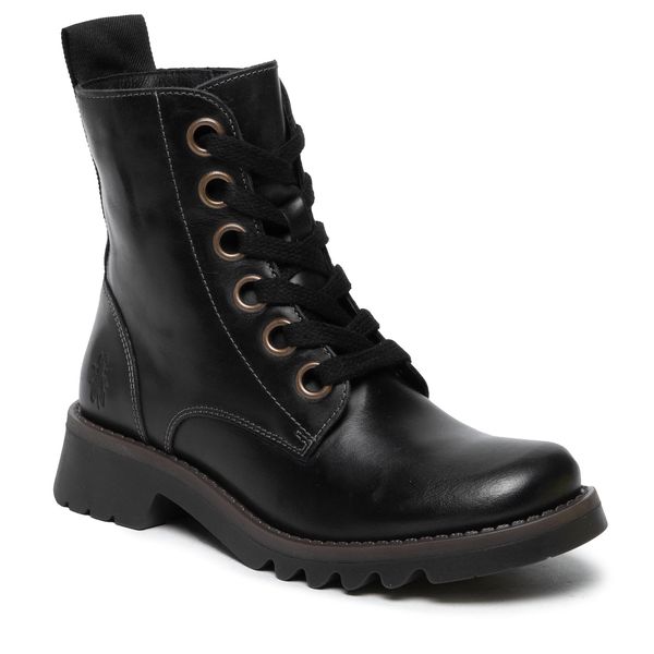 Trzewiki Fly London. Czarne botki Fly London, bez wzorów, bez obcasa, na płaskiej podeszwie, bez zapięcia. Za 489.99 zł.