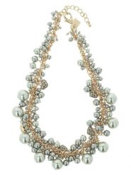 Otazu Pozłacany naszyjnik z kryształami Swarovski i perłami - dł. 42 cm rozmiar: onesize. Szare naszyjniki Otazu, z kryształem, pozłacane. Za 404.99 zł.