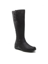 Rieker Kozaki 79953-00 Czarny. Czarne kozaki Rieker, z materiału, bez obcasa, na płaskiej podeszwie, bez zapięcia. Za 299.99 zł.