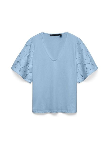 Vero Moda Bluzka w kolorze błękitnym rozmiar: M. Niebieskie bluzki Vero Moda, m, bez wzorów, z bawełny, bez kołnierzyka, bez ramiączek. Za 66.93 zł.