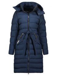 Geographical Norway Płaszcz zimowy "Cabima" w kolorze niebieskim rozmiar: S. Niebieskie płaszcze Geographical Norway, na zimę, s, bez wzorów, z puchu, bez kaptura. Za 312.58 zł.