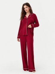 Tommy Hilfiger Piżama UW0UW05558 Czerwony Relaxed Fit. Czerwone piżamy TOMMY HILFIGER, bez wzorów, bez ramiączek. Za 299.99 zł.