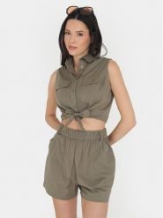 Brave Soul Koszula LWT-548ELIZABETH Khaki Straight Fit. Brązowe koszule Brave Soul, xs, bez wzorów, z bawełny, bez kołnierzyka, bez ramiączek. Za 69.99 zł.