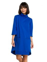 Bewear Sukienka w kolorze kobaltowym rozmiar: XL. Niebieskie sukienki Bewear, xl, bez wzorów, z asymetrycznym kołnierzem, bez ramiączek, midi, asymetryczne. Za 180.06 zł.