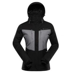 Kurtka damska narciarska Alpine Pro Comeda. Czarne kurtki narciarskie Alpine Pro, bez wzorów, bez kaptura, narciarskie. W wyprzedaży za 399.00 zł.
