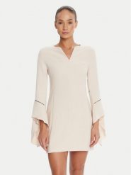 Rinascimento Sukienka koktajlowa CFC0126187003 Beżowy Slim Fit. Brązowe sukienki Rinascimento, l, bez wzorów, z syntetyku, wizytowe, bez kołnierzyka, bez ramiączek. Za 549.99 zł.