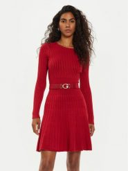 Guess Sukienka dzianinowa W2BK29 Z2YJ2 Czerwony Regular Fit. Czerwone sukienki Guess, xl, z aplikacjami, z dzianiny, bez kołnierzyka, bez ramiączek. Za 319.99 zł.