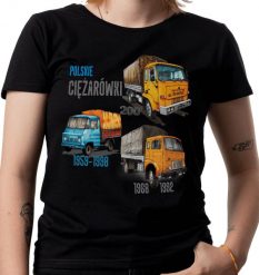 Koszulka dla kierowcy ciężarówki (Kolor koszulki: czarny; Rozmiar: L (damska); Rodzaj nadruku: CIEMIX). Czarne czapki nikiniki, bez wzorów, z bawełny. Za 89.00 zł.