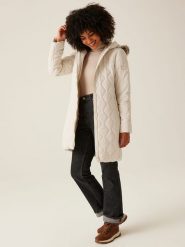 Regatta Płaszcz pikowany "FrithaIII" w kolorze kremowym rozmiar: 46. Brązowe płaszcze Regatta, bez wzorów, bez kaptura. Za 168.95 zł.