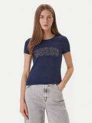 Guess T-Shirt W5GI04 J1314 Granatowy Slim Fit. Niebieskie t-shirty Guess, s, z aplikacjami, z bawełny, bez kołnierzyka, bez ramiączek. Za 189.99 zł.
