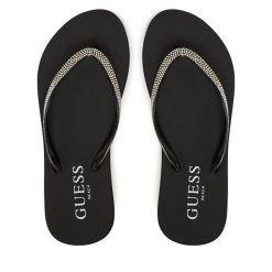 Japonki Guess. Czarne klapki Guess, z aplikacjami, bez obcasa. Za 139.99 zł.