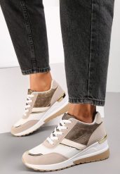 Ciemnobeżowe Sneakersy Anatachus. Brązowe obuwie sportowe Renee, przed kostkę, bez zapięcia. Za 79.99 zł.