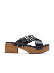 Clarks Skórzane klapki "Sivanne Walk" w kolorze czarnym rozmiar: 41. Czarne klapki Clarks, bez wzorów, z otwartym noskiem, bez obcasa. Za 162.87 zł.
