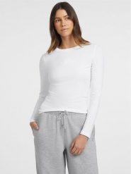 Guess Jeans Bluzka W4YI22 J1314 Biały Slim Fit. Białe bluzki Guess Jeans, l, z aplikacjami, z bawełny, bez kołnierzyka, bez ramiączek. Za 169.99 zł.