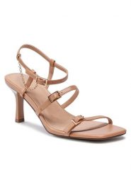DeeZee Sandały LS5467-10 Beżowy. Brązowe sandały DeeZee, bez wzorów, ze skóry, bez obcasa, na szpilce, bez zapięcia. Za 149.99 zł.