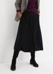 Spódnica midi z materiału punto di roma. Czarne spódnice bonprix, bez wzorów, midi. Za 124.99 zł.