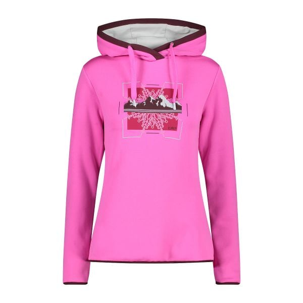 Bluza damska z kapturem CMP. Czerwone bluzy CMP, bez wzorów, z materiału, z kapturem. Za 282.20 zł.