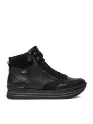 Remonte Sneakersy D1371-00 Czarny. Czarne botki Remonte, bez wzorów, ze skóry, bez obcasa, na płaskiej podeszwie, bez zapięcia. Za 469.99 zł.