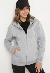 Szara Rozpinana Bluza z Kapturem Typu Oversize Diosa. Szare bluzy sportowe Born2be, na jesień, l, bez wzorów, z jeansu, z kapturem. Za 59.99 zł.