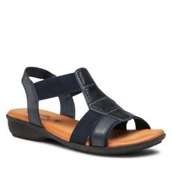 Sandały Go Soft. Niebieskie sandały GO SOFT, bez wzorów, bez obcasa, na płaskiej podeszwie, bez zapięcia. Za 117.99 zł.