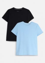 Sportowy T-shirt z bawełną (2 pary), szybkoschnący. Czarne koszulki sportowe bonprix, bez wzorów, z bawełny, bez ramiączek. Za 102.99 zł.