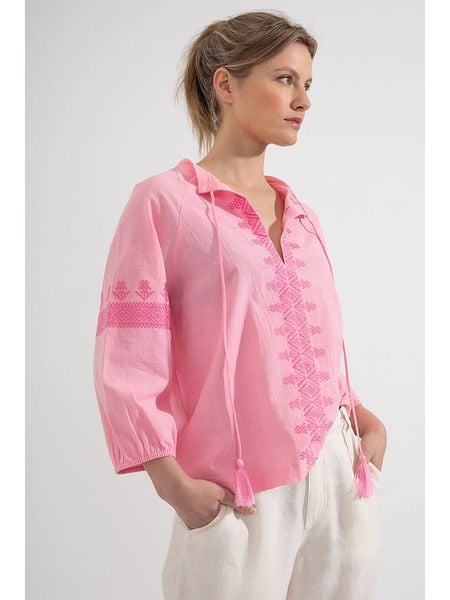 Josephine & Co Bluzka w kolorze różowym rozmiar: 38. Różowe bluzki Josephine & Co, bez wzorów, z bawełny, bez kołnierzyka, bez ramiączek. Za 164.95 zł.