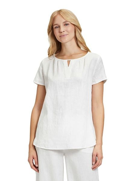 Betty Barclay Lniana bluzka w kolorze białym rozmiar: 36. Białe bluzki Betty Barclay, bez wzorów, ze lnu, bez kołnierzyka, bez ramiączek. Za 60.88 zł.