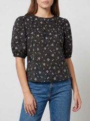 MOSS COPENHAGEN Bluzka "Nancy" w kolorze czarno-kremowym rozmiar: L. Czarne bluzki Moss Copenhagen, l, bez wzorów, bez kołnierzyka, bez ramiączek. Za 132.98 zł.