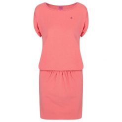 Damska sukienka pętelkowa Abvika w kolorze różowym. Brązowe sukienki ZSPORT, bez wzorów, sportowe, bez kołnierzyka, bez ramiączek, mini, sportowe. Za 159.99 zł.