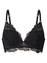 Guess Biustonosz z fiszbiną O5YC03 KCVX0 Czarny. Czarne biustonosze Guess, z aplikacjami, z syntetyku. Za 339.99 zł.