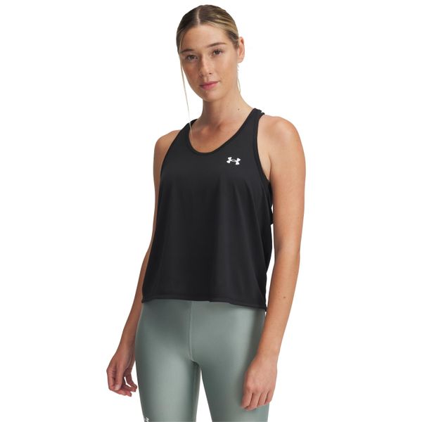 Damski tank top Under Armour Tech Swing. Czarne topy Under Armour, bez wzorów, bez kołnierzyka, bez ramiączek. Za 179.50 zł.