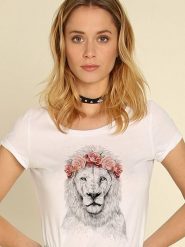 WOOOP Koszulka "Festival Lion Spring" w kolorze białym rozmiar: XXL. Białe bluzki Wooop, xxl, bez wzorów, z bawełny, bez kołnierzyka, bez ramiączek. Za 48.39 zł.