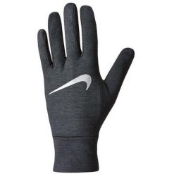 Rękawiczki Do Biegania Damskie Z Polaru DriFIT. Szare rękawiczki Nike, bez wzorów, z polaru, sportowe. Za 266.99 zł.