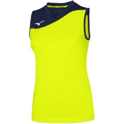 Koszulka damska Mizuno Authentic Myou. Niebieskie bluzki Mizuno, bez wzorów, sportowe, bez kołnierzyka, bez ramiączek. Za 133.50 zł.
