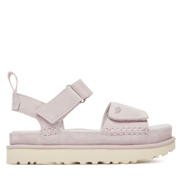 Sandały Ugg. Fioletowe sandały UGG, bez wzorów, bez obcasa, na płaskiej podeszwie, bez zapięcia. Za 599.99 zł.