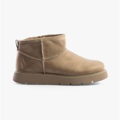 Buty śniegowce ocieplane damskie Skechers. Brązowe trapery i śniegowce Skechers, z materiału, przed kolano. Za 200.32 zł.