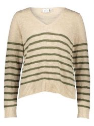 Vila Sweter w kolorze beżowo-zielonym rozmiar: XL. Brązowe swetry Vila, xl, bez wzorów, z bawełny, bez ramiączek. Za 74.46 zł.