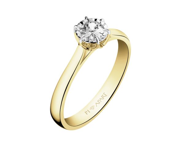 Pierścionek z żółtego i białego złota z brylantem - 0,30 ct - próba 585. Białe pierścionki Apart, z brylantem, złote. Za 9,990.00 zł.