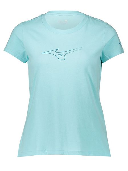 Mizuno Koszulka "Athletic" w kolorze turkusowym rozmiar: S. Niebieskie bluzki Mizuno, s, bez wzorów, bez kołnierzyka, bez ramiączek. Za 48.16 zł.