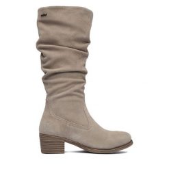 Kozaki Rieker. Brązowe kozaki Rieker, bez obcasa, na słupku, bez zapięcia. Za 479.99 zł.