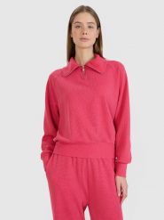 4F Bluza dresowa oversize nierozpinana bez kaptura damska - różowa S. Czerwone bluzy sportowe 4f, s, bez wzorów, z bawełny, bez kaptura. W wyprzedaży za 69.99 zł.