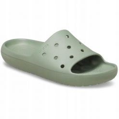 Klapki Dla Dorosłych Crocs Classic Slide V2. Czarne klapki Crocs, bez wzorów, z materiału, bez obcasa. Za 111.99 zł.